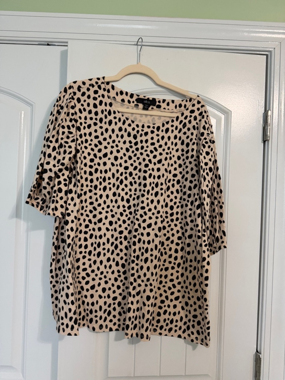 ellos Cream Blouse with Black Spot Print